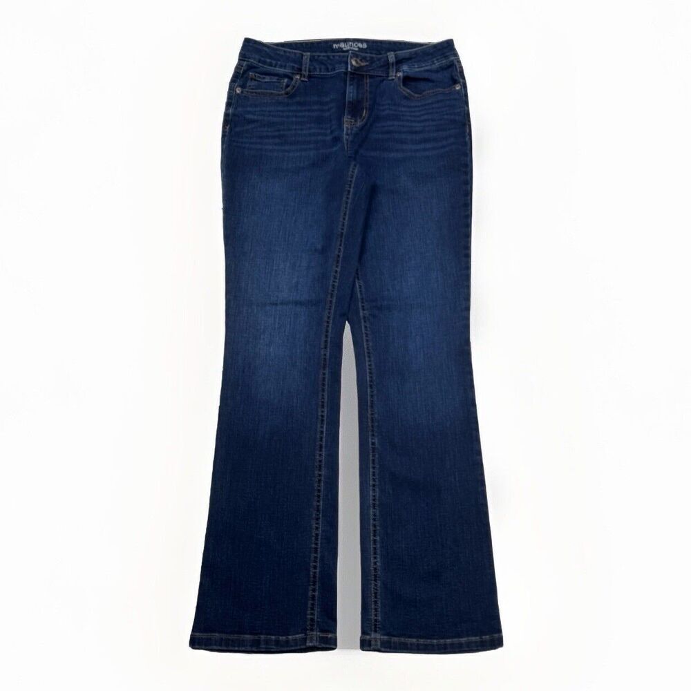Maurices Jeans Womens 8 Mid Rise Baby Bootcut Dark Blue Stretch Measures 31 x 30